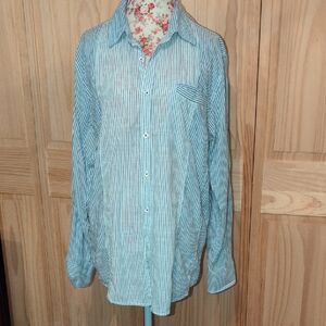INC International Concepts Light Blue Striped Shirt